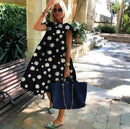 Z-ZOUX Damen Kleid Kurzarm Plissee Lange Kleider Mode Böhmisches Kleid Solide Lose Sommerkleider Übergröße Weiß Schwarz Neu