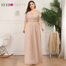 Plus Size Kleider für die Brautmutter Ever Pretty EZ07709 Elegant A-Linie Chiffon Marineblau Partykleider Robe Mere De La Marie