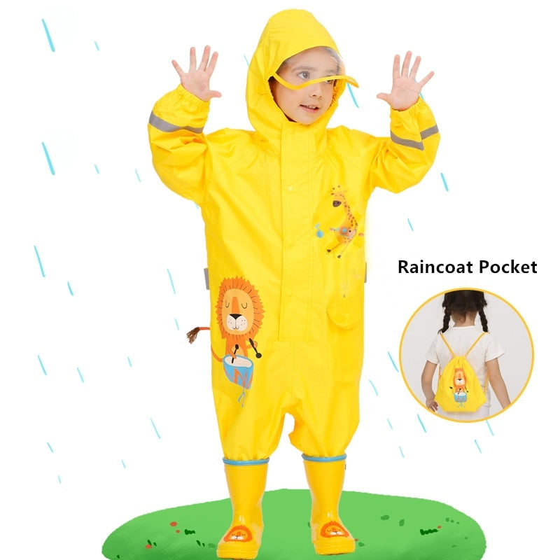 1-10 Jahre alt Kinder Regenmantel Kinder Jungen Mädchen wasserdichter Overall mit Kapuze einteilige Cartoon Dinosaurier Baby Regenbekleidung und Hosen