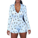 Sexy Bodysuit Damen Floral Langarm Bodycon Verband Overall Bodysuit Strampler Lässige Trikot Tops Nachtwäsche