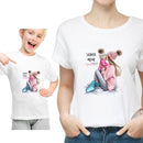 Funny Summer Family Matching Clothes Kawaii White Tshirt Matching Mother Daughter Clothes Family Look T-shirt