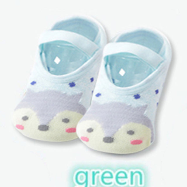1 par de calcetines de algodón antideslizantes de dibujos animados bonitos para bebés y niños, calcetines de suelo para niños pequeños, zapatos de primeros pasos con patrón de animales para recién nacidos