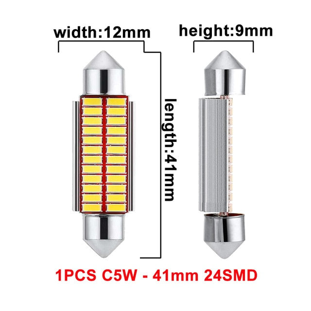 1 festón LED Canbus C10W C5W de 31mm, 36mm, 39mm, 42mm para bombilla de coche, luz de lectura Interior, lámpara de matrícula, blanco, 5000K, sin error