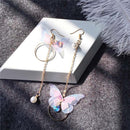 Koreanische Retro Asymmetrische Schmetterling Imitationsperlen Ohrringe Mode Runde Blume Brincos Lange Erklärung Flügel Ohrringe Schmuck