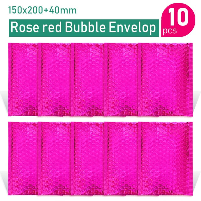 Gold/Rose Gold/Laser Silver/Dark Red/Purple/Rose Red Aluminum Foil Bubble Mailer CD/Eyelash Packaging Shipping Padded Envelopes