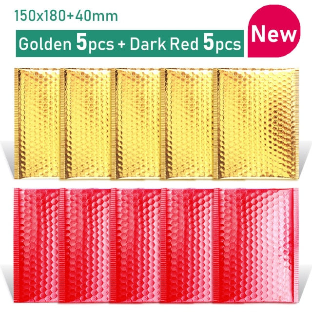 Gold/Rose Gold/Laser Silver/Dark Red/Purple/Rose Red Aluminum Foil Bubble Mailer CD/Eyelash Packaging Shipping Padded Envelopes