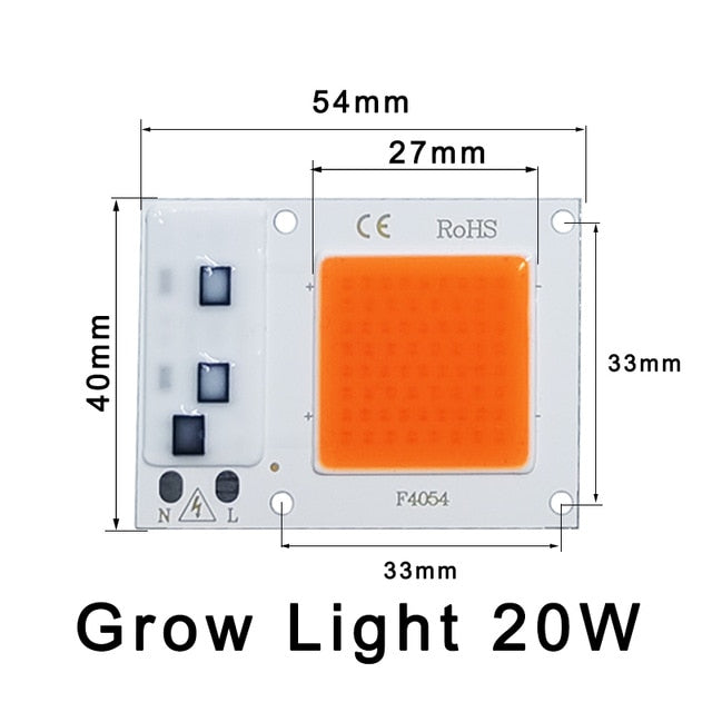 Chip de luz LED COB de espectro completo CA 220V 10W 20W 30W 50W sin necesidad de controlador para el crecimiento de plántulas de flores iluminación de plantas