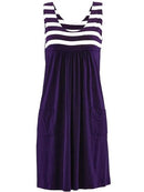 Mode gestreiftes Kleid Größe Sommerkleid lose einfache ärmellose Kleid Damenbekleidung