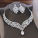 Barock Kristall Wassertropfen Brautschmuck Sets Strass Diademe Krone Halskette Ohrringe für Braut Hochzeit Dubai Schmuck Set