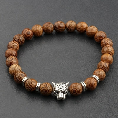 Pulseras cruzadas de cuentas de madera Natural para hombre, pulsera de cuentas de oración de meditación de ónix, joyería de madera para Yoga para hombre