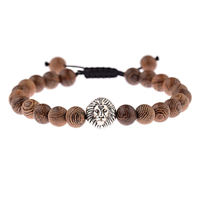 Pulseras cruzadas de cuentas de madera Natural para hombre, pulsera de cuentas de oración de meditación de ónix, joyería de madera para Yoga para hombre