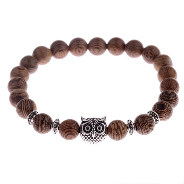 Pulseras cruzadas de cuentas de madera Natural para hombre, pulsera de cuentas de oración de meditación de ónix, joyería de madera para Yoga para hombre