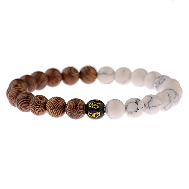 Hot Men Natural Wood Beads Cross Bracelets Onyx Meditation Prayer Bead Bracelet Women Wooden Yoga Jewelry Homme