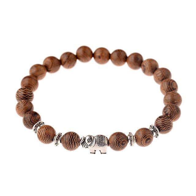 Pulseras cruzadas de cuentas de madera Natural para hombre, pulsera de cuentas de oración de meditación de ónix, joyería de madera para Yoga para hombre