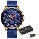 LIGE 2020 Neue Mode Herrenuhren mit Edelstahl Top Marke Luxus Sport Chronograph Quarzuhr Herren Relogio Masculino