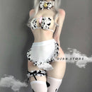 OJBK New Cos Cow Cosplay Costume Maid Tankini Bikini Swimsuit Anime Girls Swimwear Clothing Lolita Bra and Panty Set Stockings
