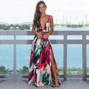 Damen Sling Floral Lange Kleider Ankunft Sommer Boho V-Ausschnitt Ärmellos Party Strand Floarl Print Maxikleid Lässiges Sommerkleid