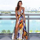 Damen Sling Floral Lange Kleider Ankunft Sommer Boho V-Ausschnitt Ärmellos Party Strand Floarl Print Maxikleid Lässiges Sommerkleid