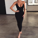 Frauen Damen Solide Sexy Skinny Slim Bodycon Ärmellos Aushöhlen Sommer Clubwear Party Langes Maxikleid