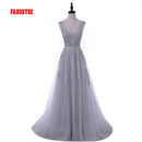 FADISTEE Vestido De Festa Sweet pink encaje con cuello en V Vestido De noche largo novia fiesta Sexy espalda descubierta perlas perlas vestidos De graduación con cordones