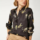 Aachoae Leopard Stilvolles Hemd Frauen Umlegekragen Büro Mode Weibliche Bluse Langarm Plus Size Lady Tops Blusa Feminina