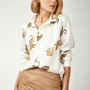 Aachoae Leopard Stilvolles Hemd Frauen Umlegekragen Büro Mode Weibliche Bluse Langarm Plus Size Lady Tops Blusa Feminina