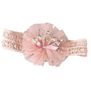 Balleenshiny Infant Kind Haarband Dreidimensionale Legierung Strass Krone Kopfschmuck Baby Mädchen Mesh Elastisches Stirnband Turban