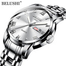 BELUSHI marca superior de lujo para hombre relojes luminosos a prueba de agua reloj de acero inoxidable cuarzo hombres fecha calendario reloj de pulsera de negocios