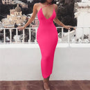 Frauen Damen Solide Sexy Skinny Slim Bodycon Ärmellos Aushöhlen Sommer Clubwear Party Langes Maxikleid