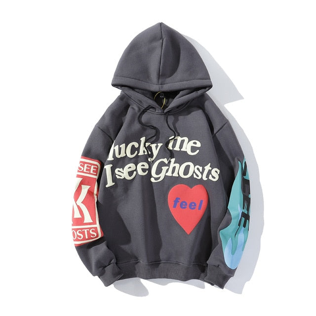 Kanye West Sweatshirts I See Ghost Pollover Hoodie Kendall Jenner Streetwear Hip Hop Plus Velvet Stranger Things Sweatshirt Male
