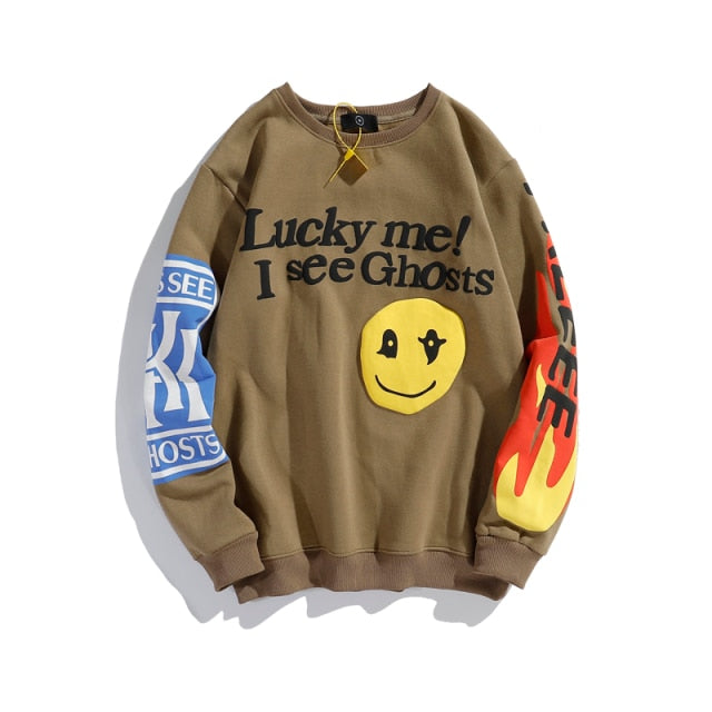 Kanye West Sweatshirts I See Ghost Pollover Hoodie Kendall Jenner Streetwear Hip Hop Plus Velvet Stranger Things Sweatshirt Male
