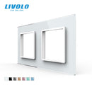 Livolo Luxury White Pearl Kristallglas, EU-Standard, Doppelglasscheibe für Wandschalter und Steckdose, C7-2SR-11 (4 Farben)