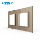 Livolo Luxury White Pearl Kristallglas, EU-Standard, Doppelglasscheibe für Wandschalter und Steckdose, C7-2SR-11 (4 Farben)