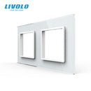 Livolo Luxury White Pearl Kristallglas, EU-Standard, Doppelglasscheibe für Wandschalter und Steckdose, C7-2SR-11 (4 Farben)