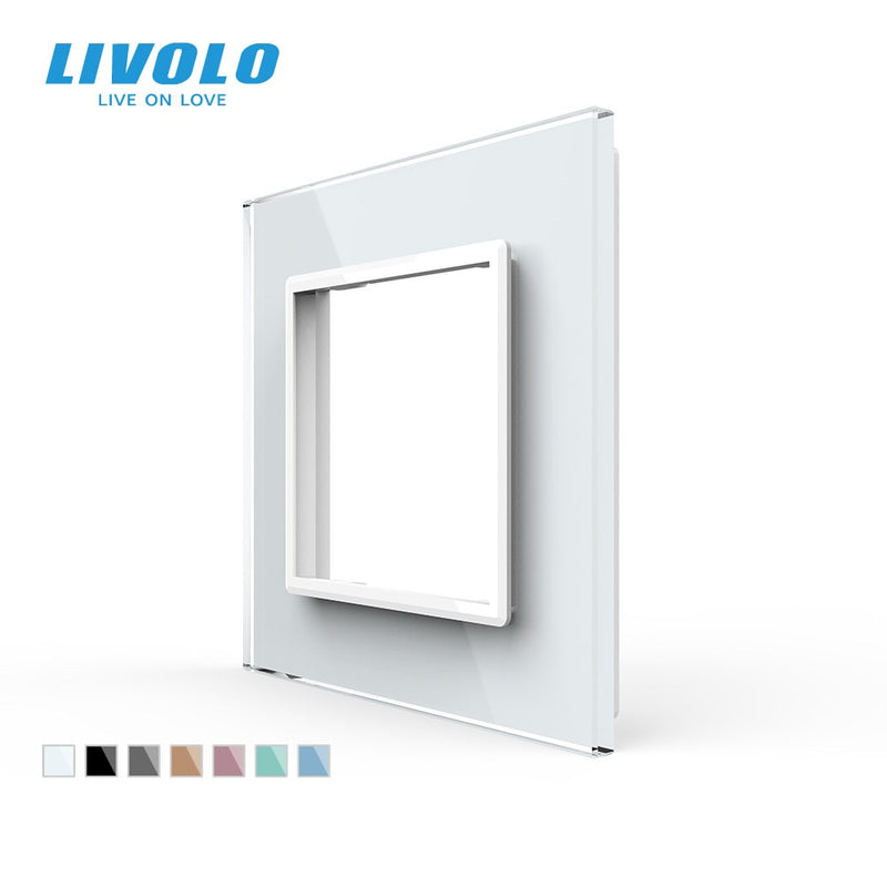 Livolo Luxury White Pearl Kristallglas, 80 mm * 80 mm, EU-Standard, Einzelglasscheibe für Wandschaltersteckdose, VL-C7-SR-11