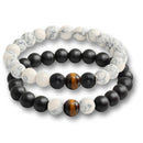 2 teile/satz Perlenarmband Natürliche Tiger Stein Charme Onyx Perlen Paar Abstand Armbänder für Frauen Männer Freund Geschenk Stretch Schmuck