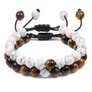 2 teile/satz Perlenarmband Natürliche Tiger Stein Charme Onyx Perlen Paar Abstand Armbänder für Frauen Männer Freund Geschenk Stretch Schmuck