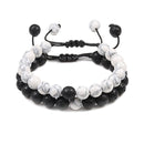 2 teile/satz Perlenarmband Natürliche Tiger Stein Charme Onyx Perlen Paar Abstand Armbänder für Frauen Männer Freund Geschenk Stretch Schmuck