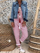 Frauen Blumendruck Lose Overalls Strampler V-Ausschnitt Herem Hosen Sporthosen Hosenträger Hip Pop Sporthosen Schnürung in voller Länge