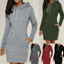 Extra langer Hoodie, einfarbig, mit Kapuze, elegantes Sweatshirt, 4 x 5 x l, große Größe, Poleron Mujer 2020, Cord-Tunika, Hoodies, Kleid, Damen, Freizeitkleidung
