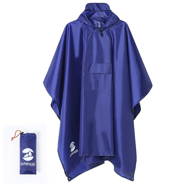 SaphiRose 3 in 1 Regenponcho mit Kapuze, wasserdichte Regenmanteljacke für Männer, Frauen, Erwachsene, Outdoor-Zeltmatte