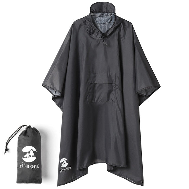 SaphiRose 3 in 1 Regenponcho mit Kapuze, wasserdichte Regenmanteljacke für Männer, Frauen, Erwachsene, Outdoor-Zeltmatte