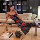 Colysmo Print Maxikleid Frauen Sexy Low Cut Wasserfallausschnitt Zurück Lace Up Sexy Kleider Seaside Party Club Wear Langes Kleid 2020 Neu