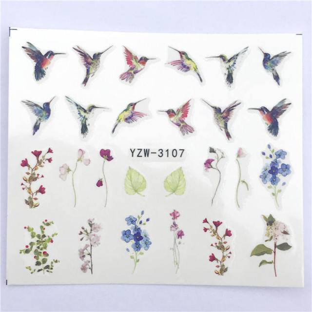 YWK 1 PC Transparent Color Flower Water Transfer Sticker Nail Art Decals DIY Fashion Wraps Tips Manicure Tools