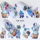 YWK 1 STÜCK Transparente Farbe Blume Wassertransfer Aufkleber Nail Art Decals DIY Fashion Wraps Tipps Maniküre Werkzeuge