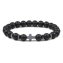Gebet Männer Naturstein Holzperlen Rosenkranz Hämatit Kreuz Armbänder Onyx Meditation Armband Frauen Yoga Schmuck Homme Pulsera