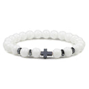 Gebet Männer Naturstein Holzperlen Rosenkranz Hämatit Kreuz Armbänder Onyx Meditation Armband Frauen Yoga Schmuck Homme Pulsera