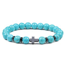 Gebet Männer Naturstein Holzperlen Rosenkranz Hämatit Kreuz Armbänder Onyx Meditation Armband Frauen Yoga Schmuck Homme Pulsera