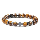 Gebet Männer Naturstein Holzperlen Rosenkranz Hämatit Kreuz Armbänder Onyx Meditation Armband Frauen Yoga Schmuck Homme Pulsera