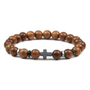 Gebet Männer Naturstein Holzperlen Rosenkranz Hämatit Kreuz Armbänder Onyx Meditation Armband Frauen Yoga Schmuck Homme Pulsera
